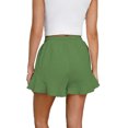 thumbnail image 4 of AherBiu Shorts for Women Trendy Elastic Waist Drawstring Ruffle Wide Leg Summer Casual Solid Color Loose Comfy Shorts, 4 of 5