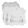 thumbnail image 3 of Inkdotpot Pack Of 50 Love Is Sweet Wedding Paper Tags DIY Craft Bracket Shape Real Silver Foil Hang Tags, 3 of 6
