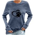 thumbnail image 2 of Nouveaux Hauts pour Femmes 2023 Grande Taille Mode Femme Col Rond T-Shirt Manches Longues Blouse Imprimée Automne Hauts Chandail en Molleton Chemise Manches Longues pour Femmes, 2 of 4