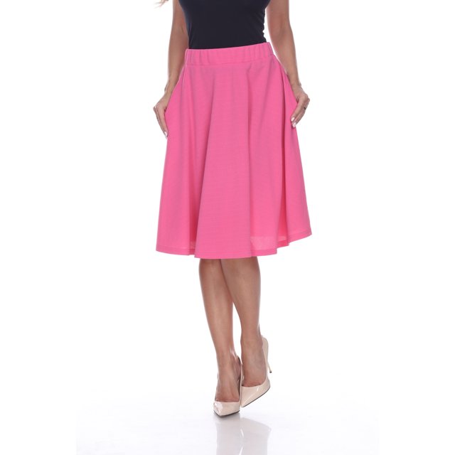 White Mark Women's Mid Length Fit and Flare Skirt