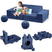 BeesClover 12Pcs Kids Sofa, Modular Kids Play Couch, Fold Out Kids Play Sofa Set with Balls & Tunnel, Children Convertible Sofa Soft Foam Child Sectional for Playroom Playing Sleeping Creating