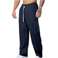 thumbnail image 1 of RKSTN Mens Pants Loose Soft Solid Color Elastic Waist Straight Tube Drawstring Pocket Workwear Pants Outdoor Hiking Workout Pants, 1 of 4