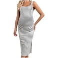 thumbnail image 1 of Maternity Dress for Women with Ribbed Hem, Side Slits, Striped Design, Sleeveless Fit, Soft Knit Fabric, Stretchy Comfort, 1 of 6