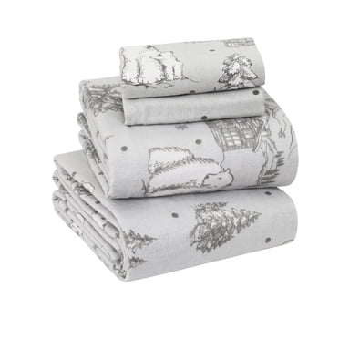 EnvioHome Flannel Sheet Set, 100% Cotton – Soft Double Brushed Flannel Sheets California King - 4 Piece, Polar Bear