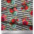 thumbnail image 2 of Soimoi Tissu en Rayonne Imprimé Feuilles et Roses par Yard 42 Pouces de Large, 2 of 3
