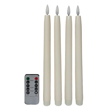 Mainstays Ivory 11 inch Unscented Remote Controlled LED Taper Candles, 4 pack