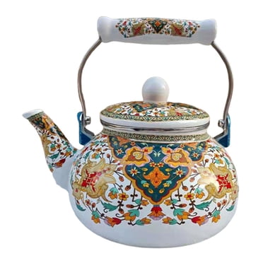 Siruishop Enamel Tea Kettle Juice Water Jug Sturdy Water Pitcher for Tea Office Coffee A