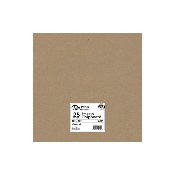 Chipboard 12x12 XL Heavy 32pt 25pcPk Natural
