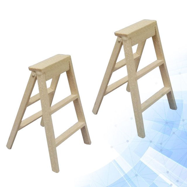 BEADCEST Mini Foldable Ladder for Kids Playing with Beige Plastic Material Lightweight and Space Saving 2 Pieces