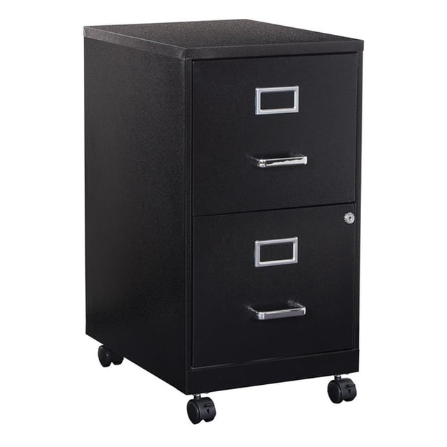 2 Drawer Mobile Locking Metal File Cabinet in Black