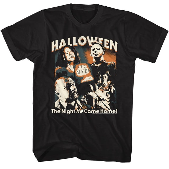 Halloween Five Photo Collage Black Adult T-Shirt 4Xlt