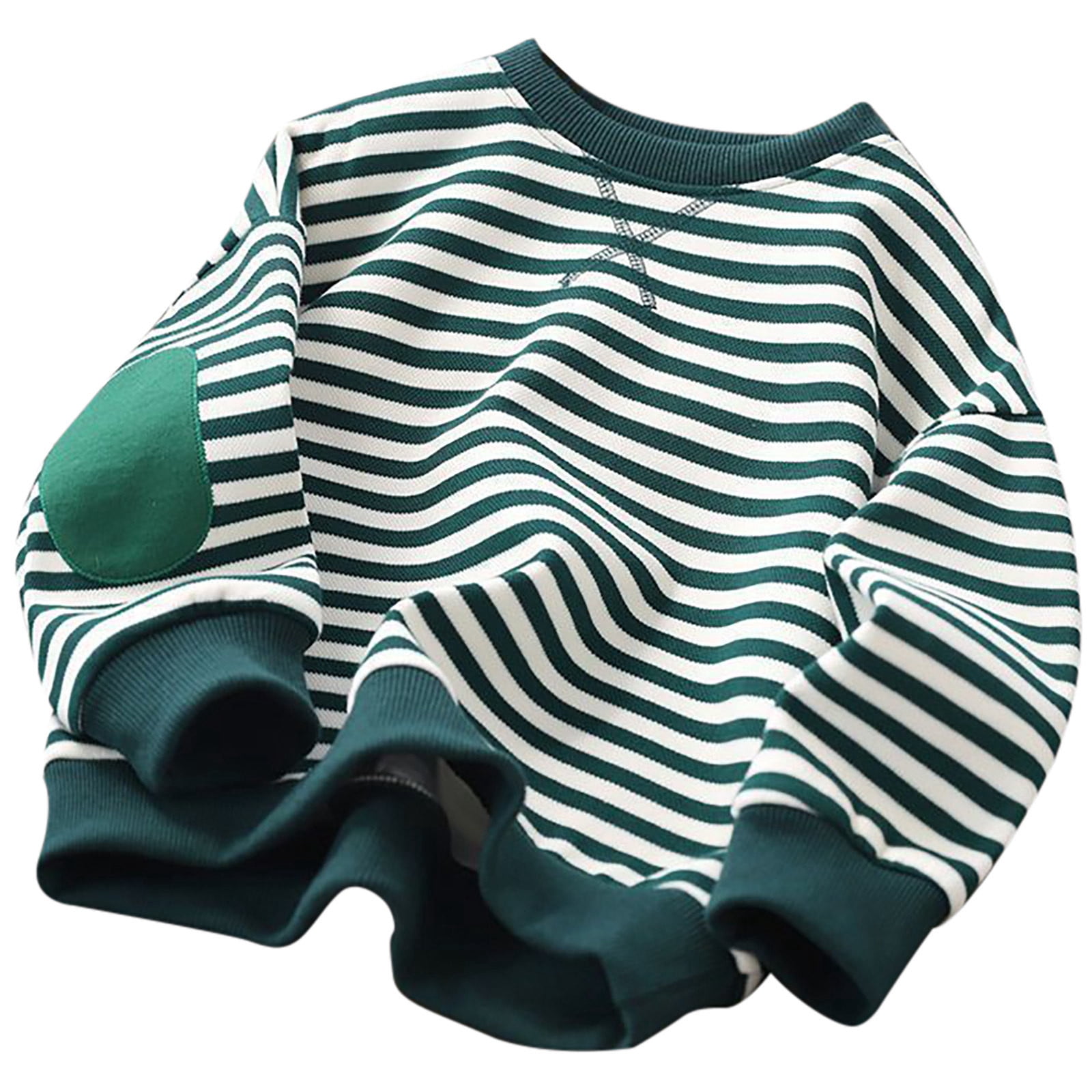 YOUSNH Chandail pour Tout-Petits Garçons Filles Classique à Rayures Chandail à Blocs de Couleur Col Rond Manches Longues Chemise Décontractée Ample Chandail à Enfiler Hauts Chandail Filles Chandails à Capuchon Vert 3-4 Ans
