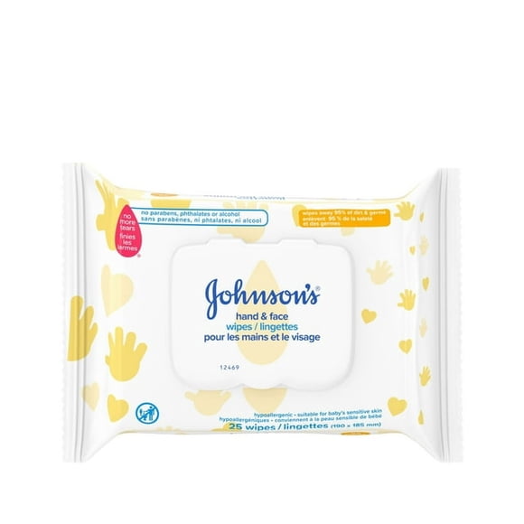 Johnson's Hand & Face Wipes 25 wipes, 25 wipes