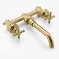 thumbnail image 3 of Brushed Brass Wall Mount Bathroom Faucet Two Cross Handles and Rough-in Valve Included,SUMERAIN, 3 of 6