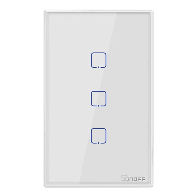 SONOFF T2US3C-TX 3 Gang Smart WiFi Wall Light Switch 433MHz RF Remote Control APP/Touch Control Timer US Standard Panel Smart Switch Compatible with Google Home/Nest & Alexa