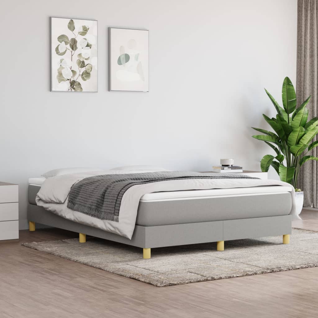 vidaXL Bed Frame Light Grey 152x203 cm Queen Fabric