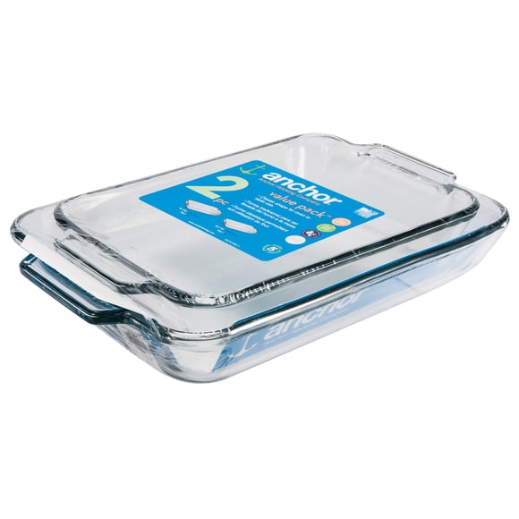 Anchor Hocking Glass Baking Dishes for Oven, 2 Piece Set (2 Qt & 3 Qt Glass Casserole Dishes)