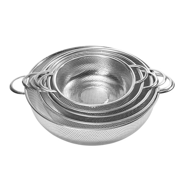 Superior Fine Mesh Strainer Set - 6 Piece Stainless Steel Kitchen Colanders with Double Handles for Washing and Draining Vegetables, Fruit, Pasta, Rice - Durable Sieve, Dishwasher Safe, 6 piece set