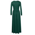 thumbnail image 3 of UKAP Ladies Dress Crew Neck Maxi Dresses Solid Color Swing Party Blackish Green L, 3 of 9