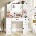 thumbnail image 2 of Gymax Makeup Vanity Desk w/ Lighted Mirror Charging Station 3-Color Dimmable LED Lights, 2 of 10
