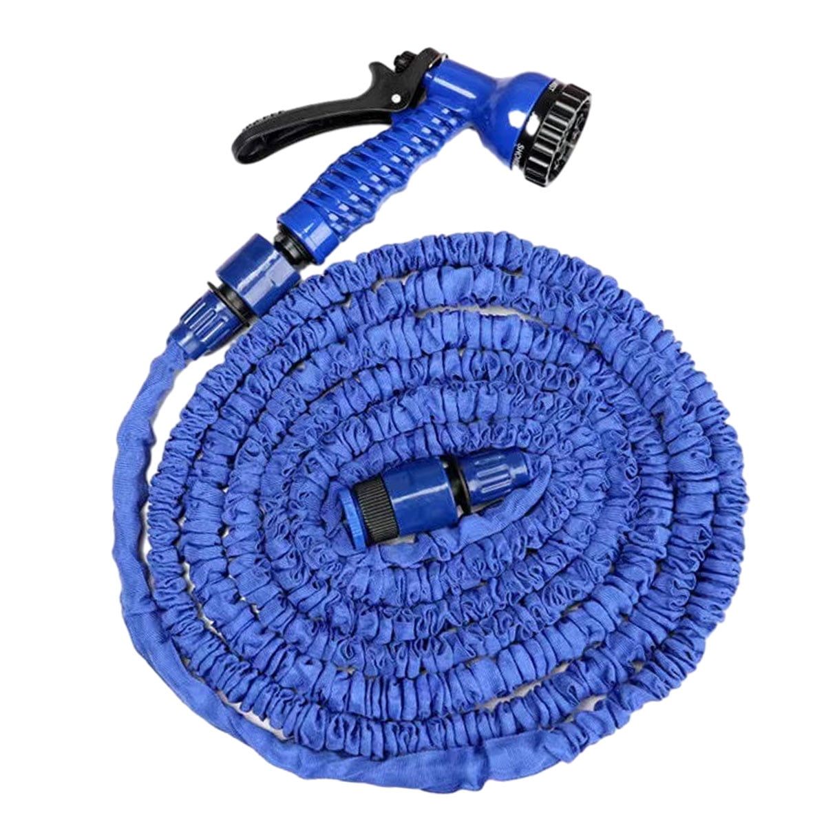 Expanding Garden Water Hose Pipe Spray Gun Flexible Grow Stretch Pipes Size 75FT Color Blue