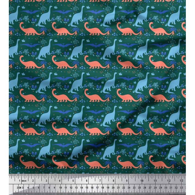 Soimoi Cotton Voile Fabric Tree & Dinosaur Animal Print Sewing Fabric Yard 42 Inch Wide