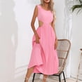 thumbnail image 1 of Économies à Durée Limitée, Robe Sans Manches Unie pour Femmes à la Mode, Robe Plissée Révélant la Taille, Robe Élégante Sans Manches Unie avec Design Plissé et Style Révélant la Taille pour un Style Moderne, 1 of 8
