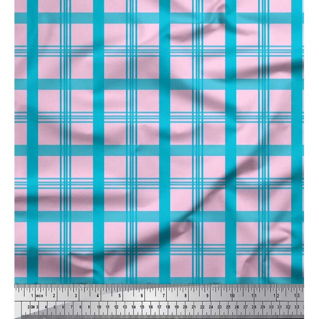 Soimoi Modal Satin Fabric Check Check Print Sewing Fabric Yard 42 Inch Wide
