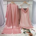 thumbnail image 2 of LNGOOR Ensembles de Pyjama en Satin de Soie pour Femmes 2 Pcs Camisole Chemise de Nuit avec Robes Vêtements de Nuit Robe de Mariée Rose, 2 of 5