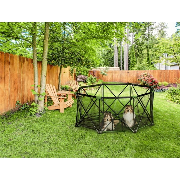 Parc pliant portatif Carlson Pet Products pour chiens à 8 panneaux en vert
