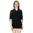 thumbnail image 1 of Bimba Haut Personnalisé en Georgette pour Femme Tenue Formelle Blouse à Manches Transparentes, 1 of 1