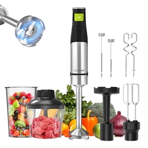 Consciot 7-in-1 Immersion Blender Handheld Max 1100W, Stick Emulsifier with Entire Stainless Steel Blender Shaft, Trigger Speed Control, 800ml Beaker