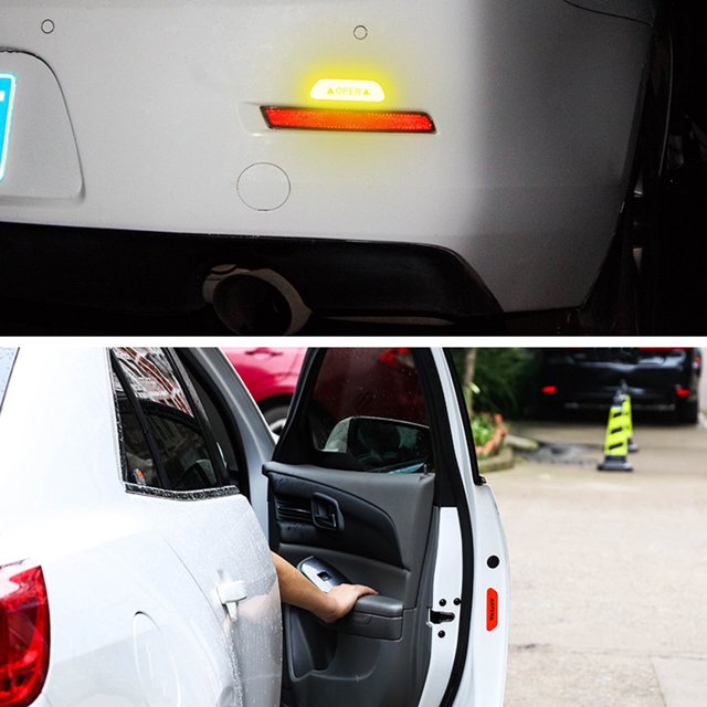 4PCS/Set Car Door Stickers Warning Mark Reflective open reflective Tape Auto Exterior Accessories Open Sign Safety Reflective Strip