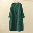 thumbnail image 2 of Robe Décontractée pour Femmes Grande Taille à Col Rond, Manches Longues, en Velours Côtelé, Unie, avec Poches, 2 of 9