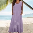thumbnail image 4 of RKSTN Robes d'Été pour Femmes 2024 Décontractées en Coton et Lin à Col Rond Sans Manches Robes de Plage Amples Grande Taille à Imprimé Floral Évasées Maxi, 4 of 5