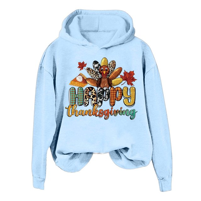 WEAIXIMIUNG Chandails Personnalisés pour Femmes Image Action de Grâce Sweat à Capuche Imprimé Dinde pour Femmes pour Tenue Décontractée