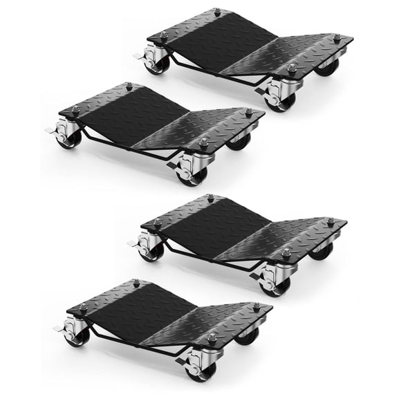 Set of 4 Wheel Dollies, 6000 LB Capacity Vehicle Moving Trolleys, Heavy Duty for Cars & Trucks