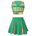 thumbnail image 1 of iiniim Kids Girls Cheerleading Uniform Dress Cheer Leader Tops with Mini Skirt Set Carnival Cosplay Costume Green 12, 1 of 7