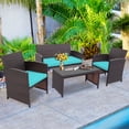 thumbnail image 3 of Patiojoy 8PCS Outdoor Patio Furniture Sets Weather-Resistant Rattan Sofas w/ Soft Cushion Turquoise, 3 of 8