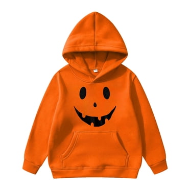 Aocisk Boys Halloween Print Pullover Hoodie Soft Jacket Comfortable Casual Kids Sweatshirt Outfit Orange 7-8 Years