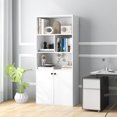 thumbnail image 2 of Gymax Bibliothèque à 5 Niveaux Armoire de Rangement Autoportante avec Étagère Ajustable et Armoire à 2 Portes, 2 of 10