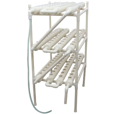 INTBUYING Hydroponic 108 Plant Site Grow Kit for Leafy Vegetables Ladder Indoor Herb Garden with Air Pump, Planting Sponges -Grow Fast at Home-12 Pipes 3 Layers