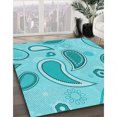 thumbnail image 3 of Ahgly Company Tapis de Zone Carré Lavable en Machine, Turquoise Foncé Vert, 4 Pieds Carré, 3 of 7