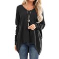 thumbnail image 1 of Women Long SLeeve V Neck Irregular Hem Tunic Top, 1 of 5