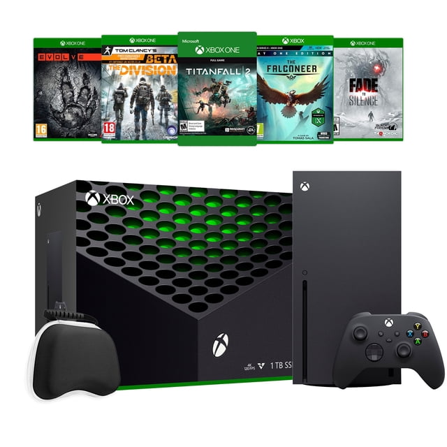 2020 Newest X Gaming Console Bundle - 1TB SSD Black Xbox Console and Wireless Controller with Five Games and Xbox Controller Protective Hard Shell Case