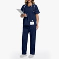 thumbnail image 3 of V Neck Scrubs for Women Set Scrubs Top Drawstring Straight Pants 4 Way Stretch Medical Nursing Uniforms Matching Sets, 3 of 6