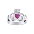 thumbnail image 1 of RYLOS Rings Sterling Silver Claddah Love, Loyalty & Friendship Heart 6MM Gem Irish Wedding Band Claddagh Rings July Star Ruby Jewelry Size 5, 1 of 7