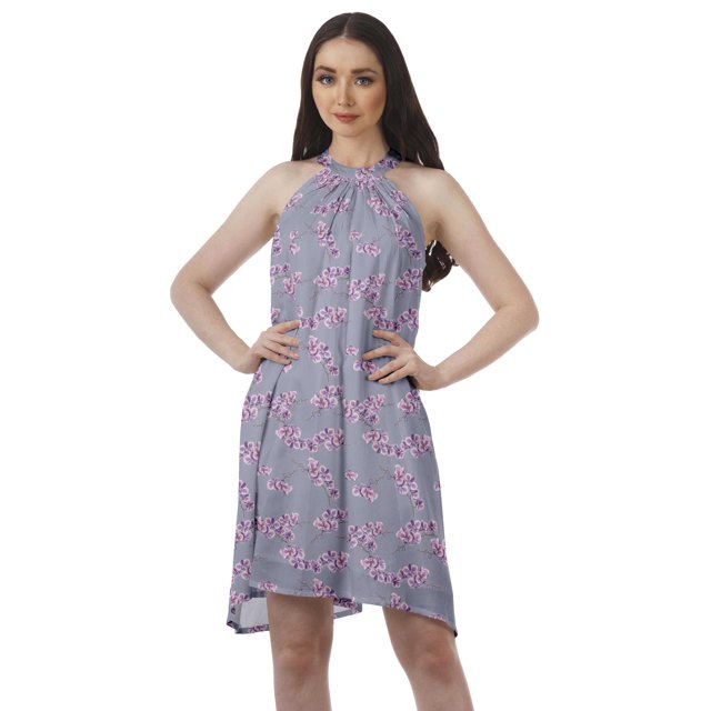 Moomaya Tunique Grande Taille à Col Licou en Rayonne Sans Manches Débardeur Mini Robe T-Shirt