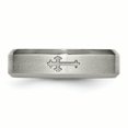 thumbnail image 4 of Titanium Cross Design 6mm Satin Beveled Edge Band Ring 6.5 Size, 4 of 7