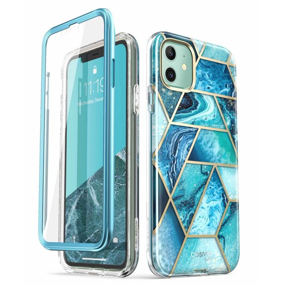 i-Blason Cosmo Series Case for iPhone 11 (2019 Release), Slim Full-Body Stylish Protective Case with Built-in Screen Protector, Ocean, 6.1''